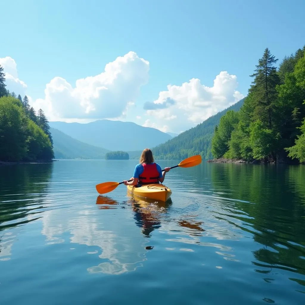 Kayaking adventure on a serene lake