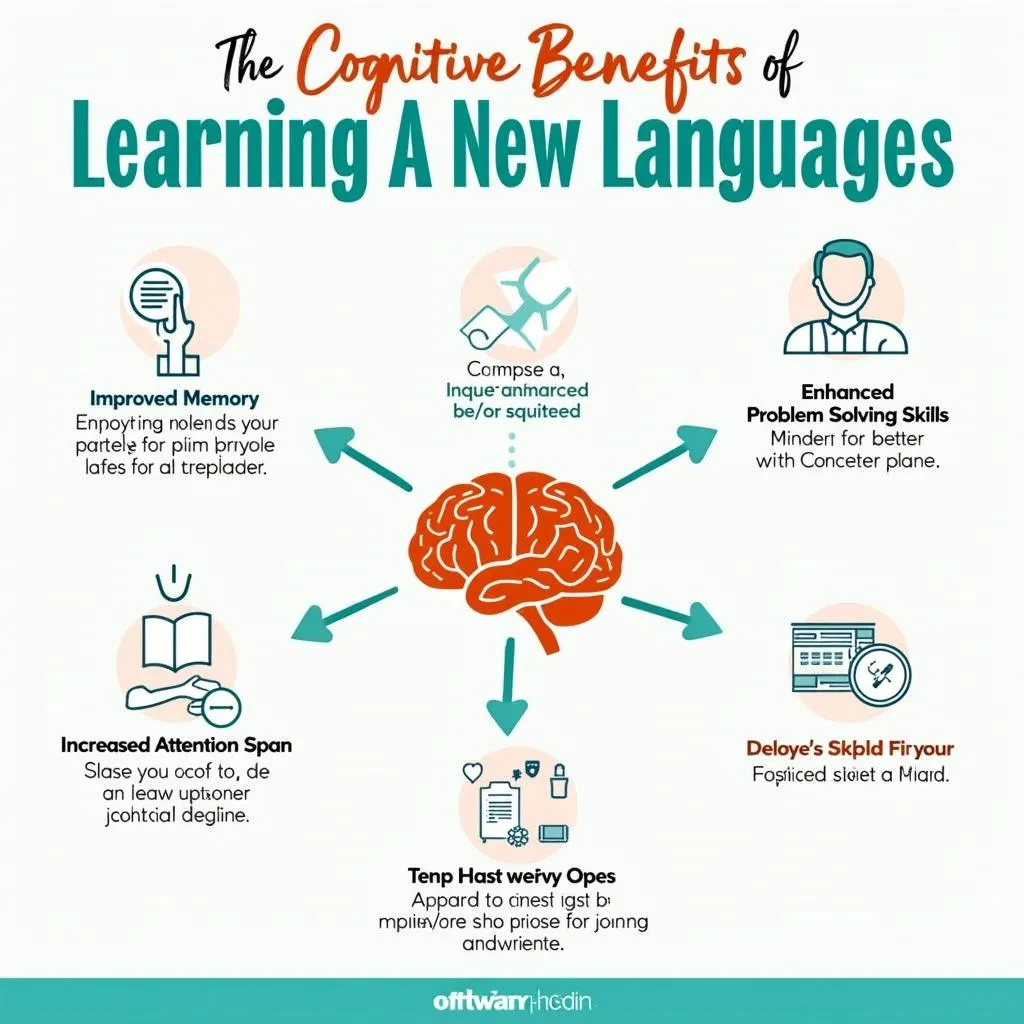 Infographic showcasing cognitive benefits of language learning