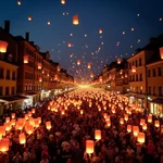 Vibrant Lantern Festival celebration in city streets