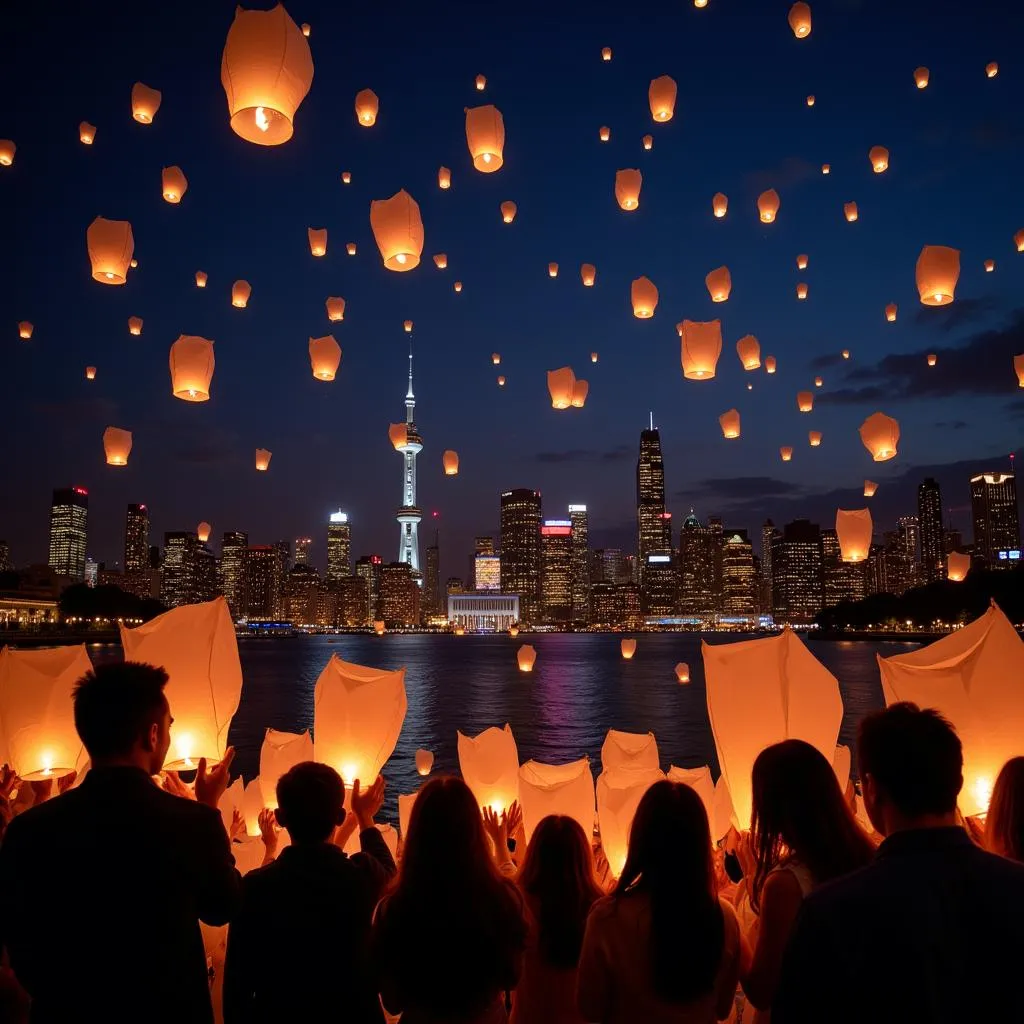 Lantern Festival illuminating night sky