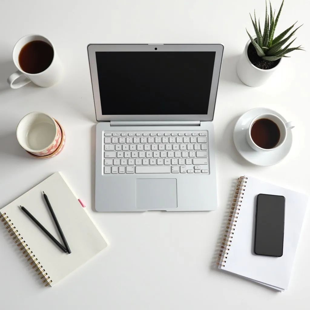 Laptop on a desk workspace