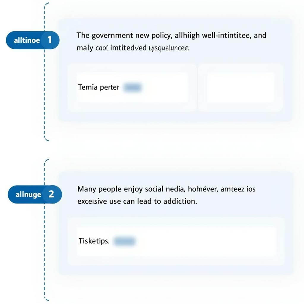 Linking words used within sentences in IELTS writing