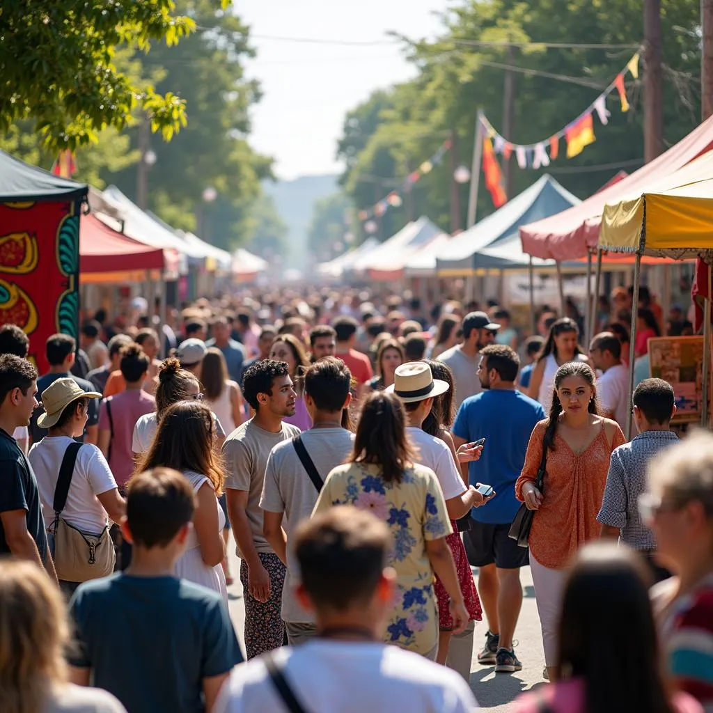 Diverse crowd enjoying local festival