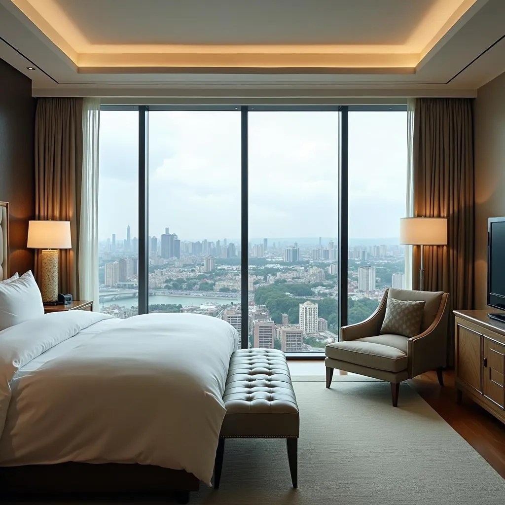 Luxury hotel room with a stunning view