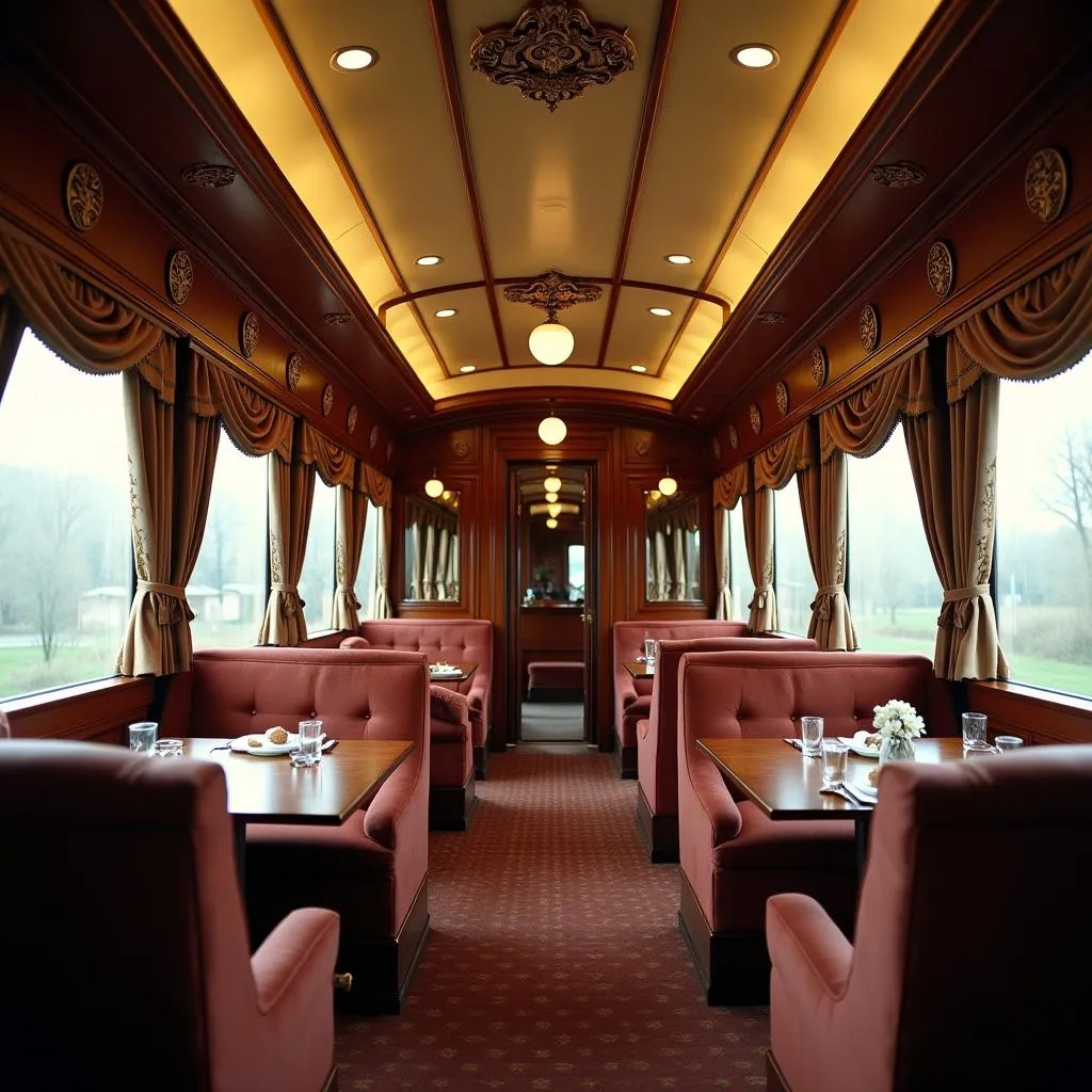 Luxurious train interior evoking nostalgia