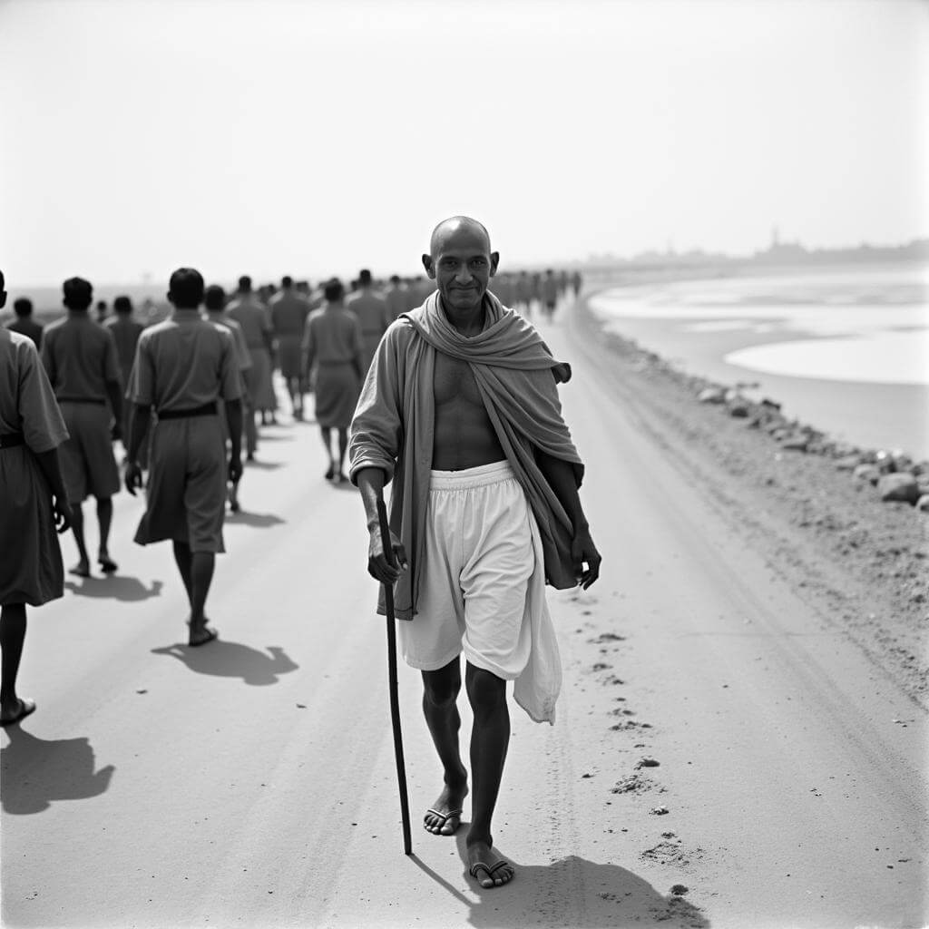 Mahatma Gandhi leading the Salt March in 1930