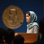 Malala Yousafzai delivering Nobel Peace Prize speech