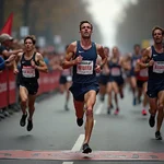 Marathon runner crossing the finish line