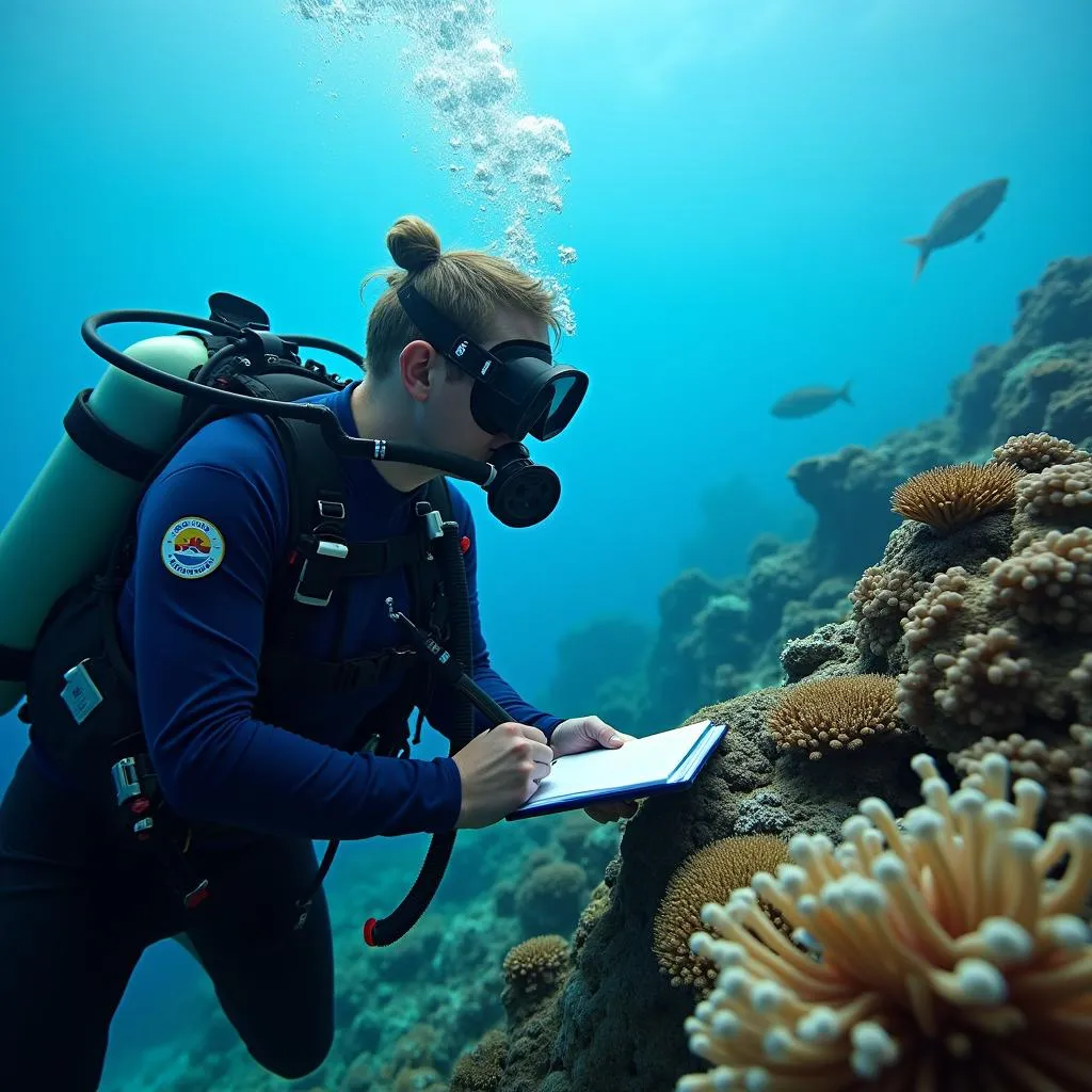 Marine biologist studying coral reefs