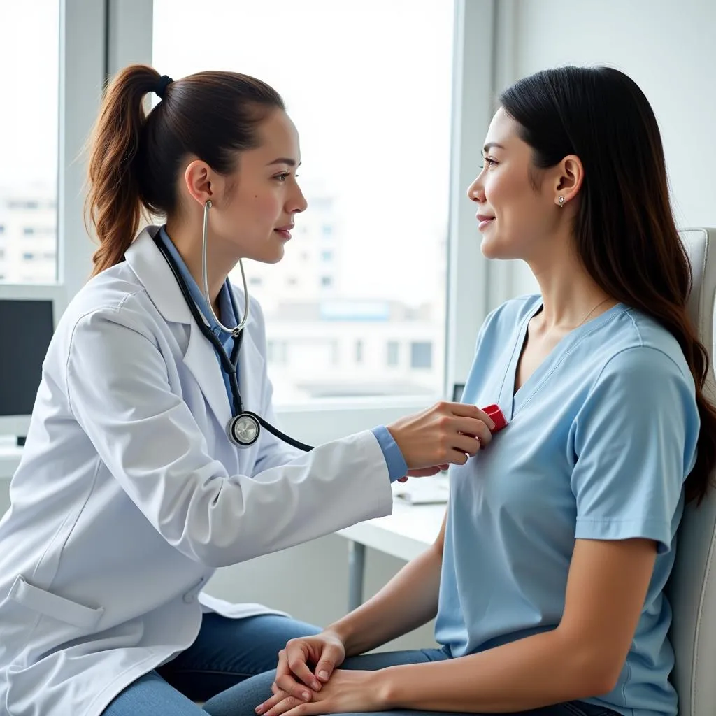 Medical professional conducting a health check-up