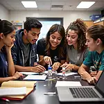 Students collaborating on a memorable school project