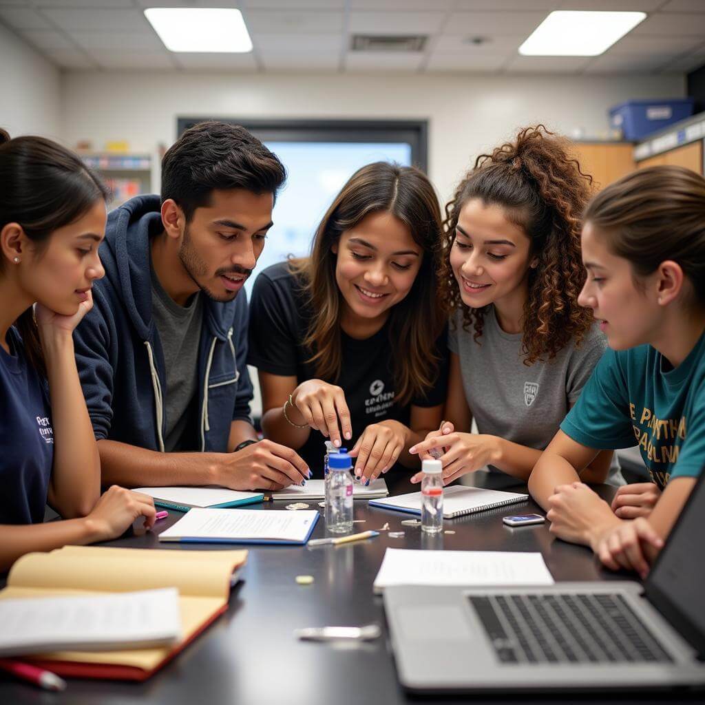 Students collaborating on a memorable school project