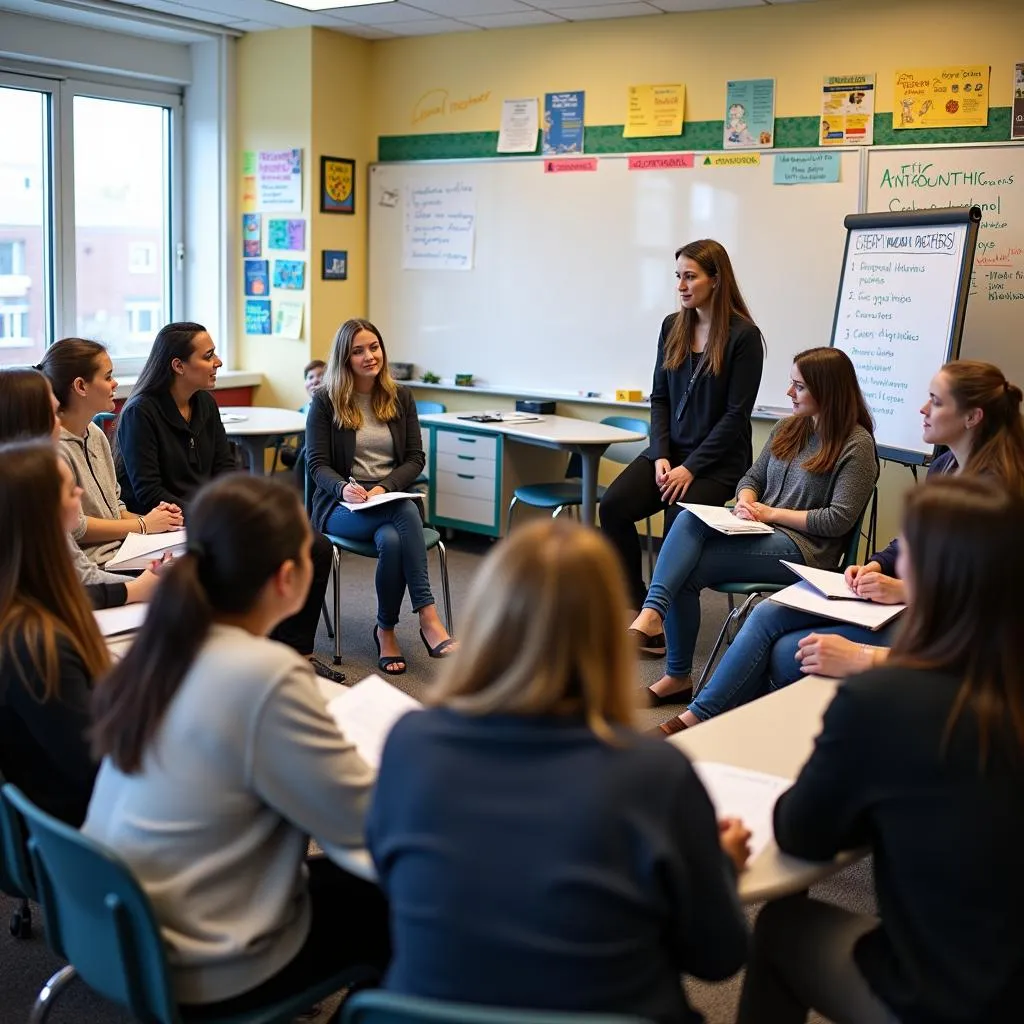 Students discussing mental health awareness in classroom