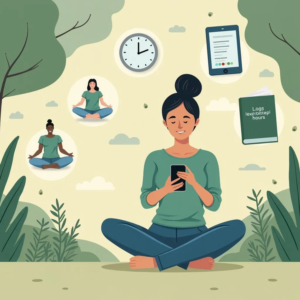 Person practicing mindful phone usage