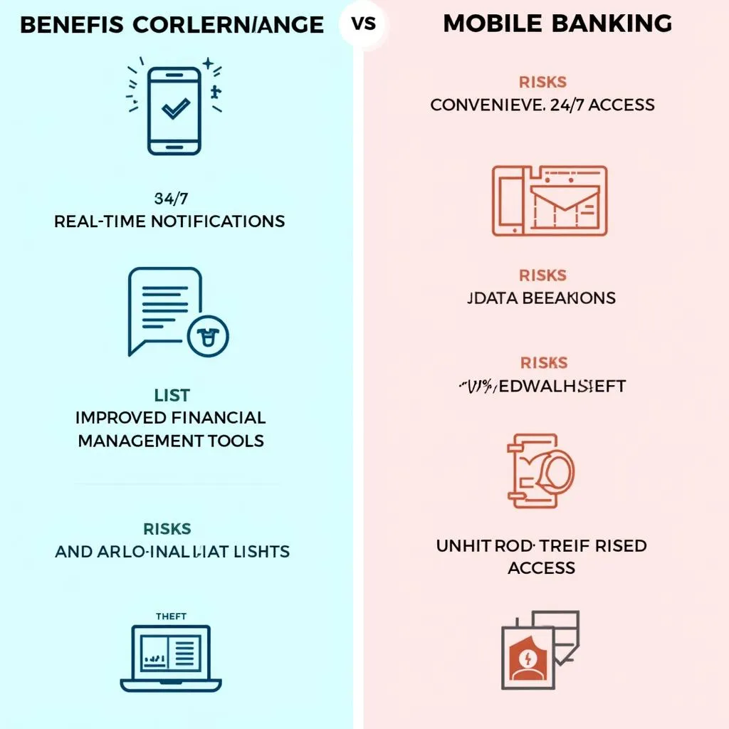 Mobile banking benefits and risks comparison