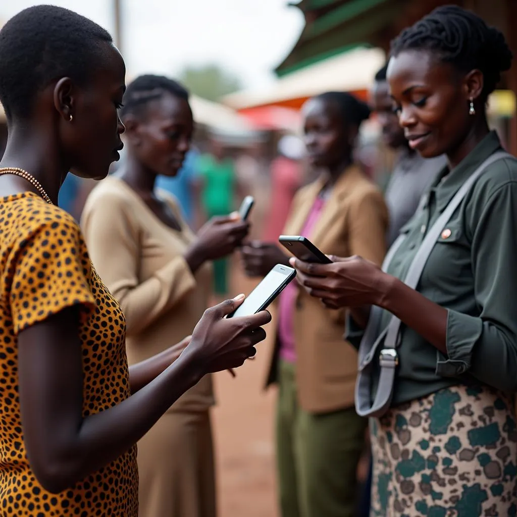 People using mobile money in Kenya