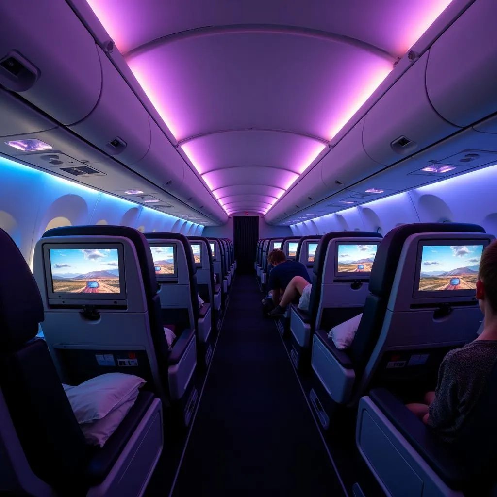 Modern airplane interior showcasing advancements in air travel