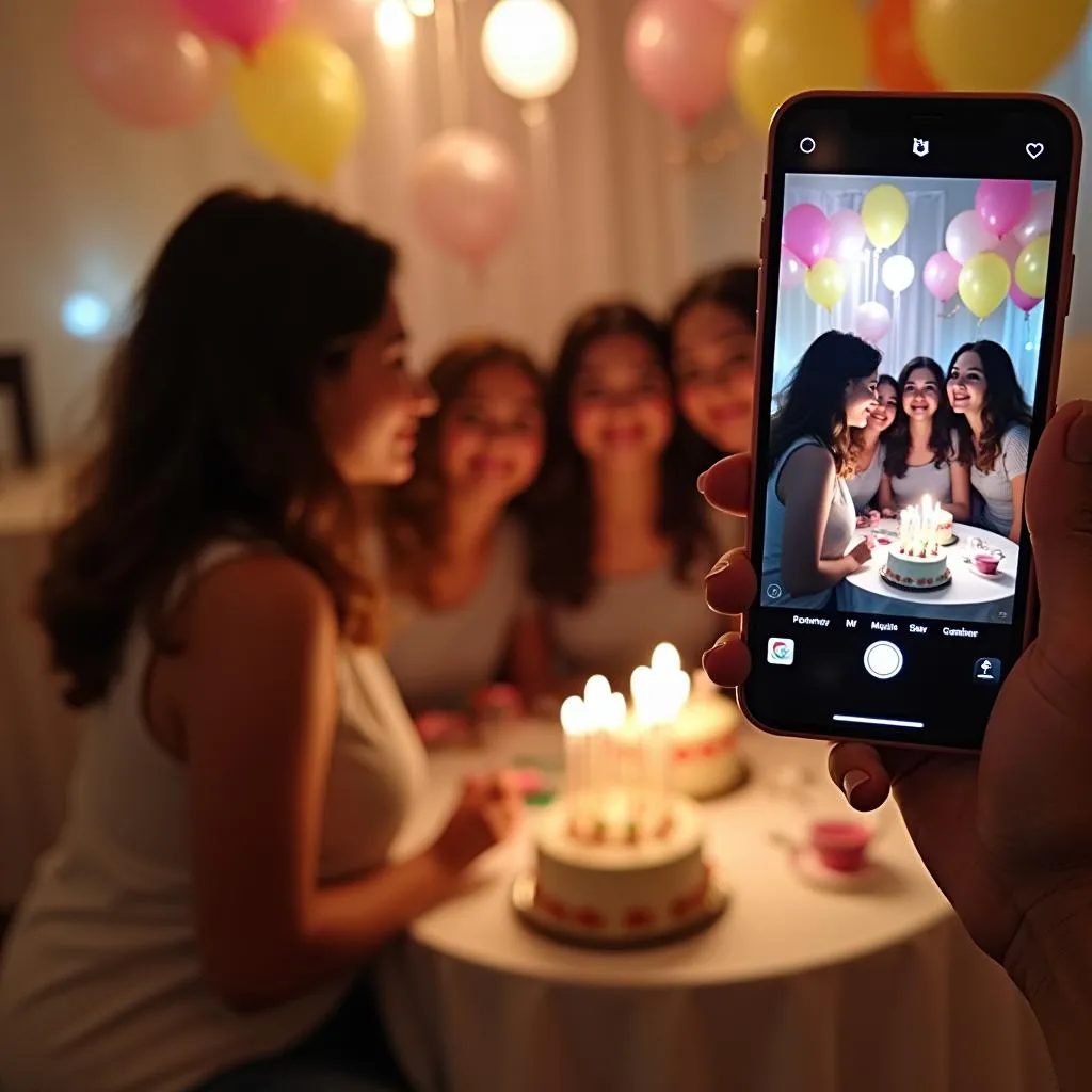 Modern birthday celebration with social media influence