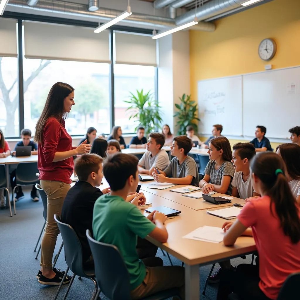 Modern classroom with experiential learning setup