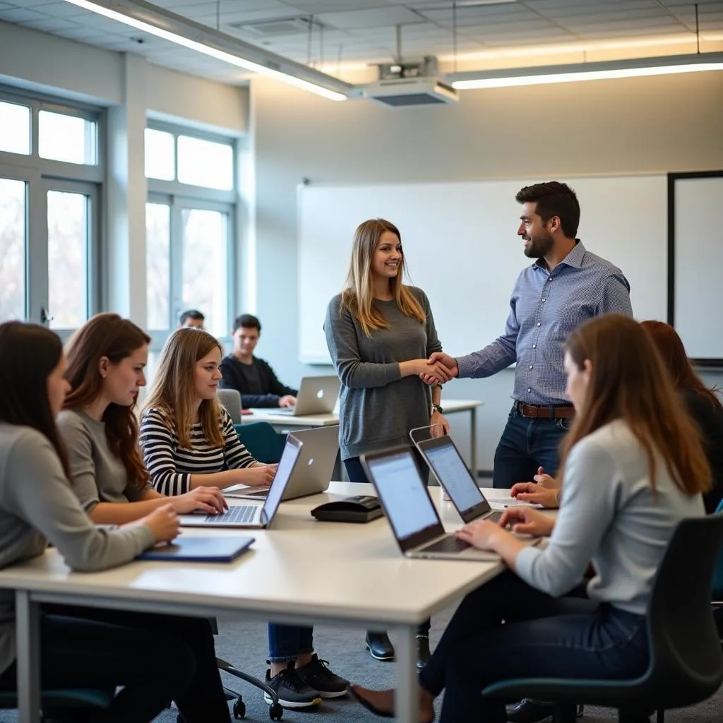 Modern classroom with teacher as facilitator