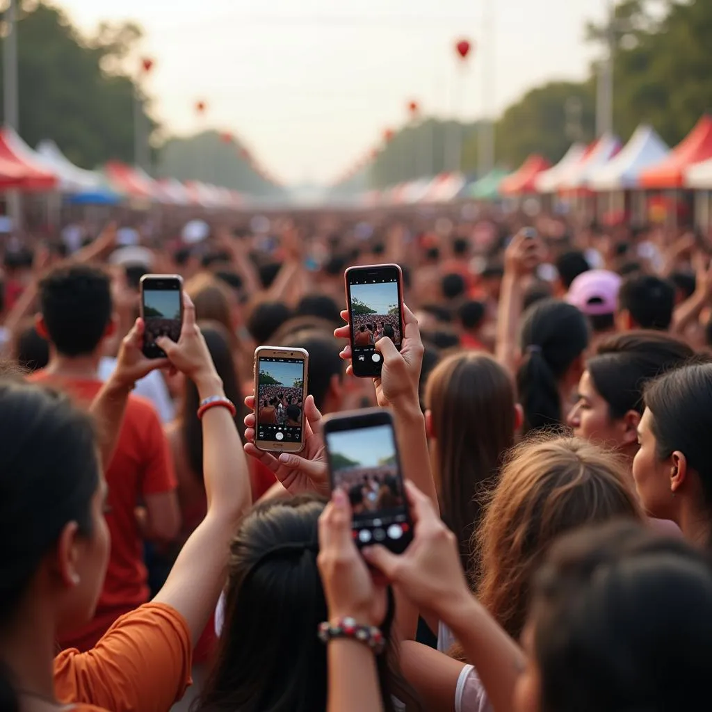 Modern festival celebration with technology