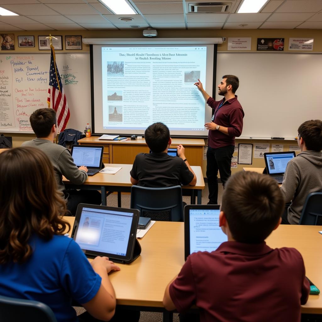 Modern history classroom with interactive technology