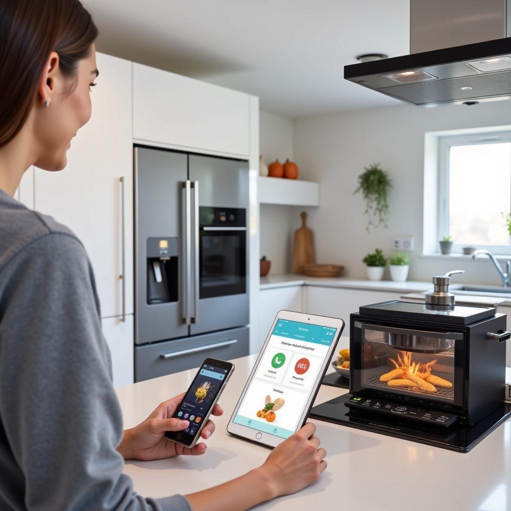 Modern kitchen with smart appliances