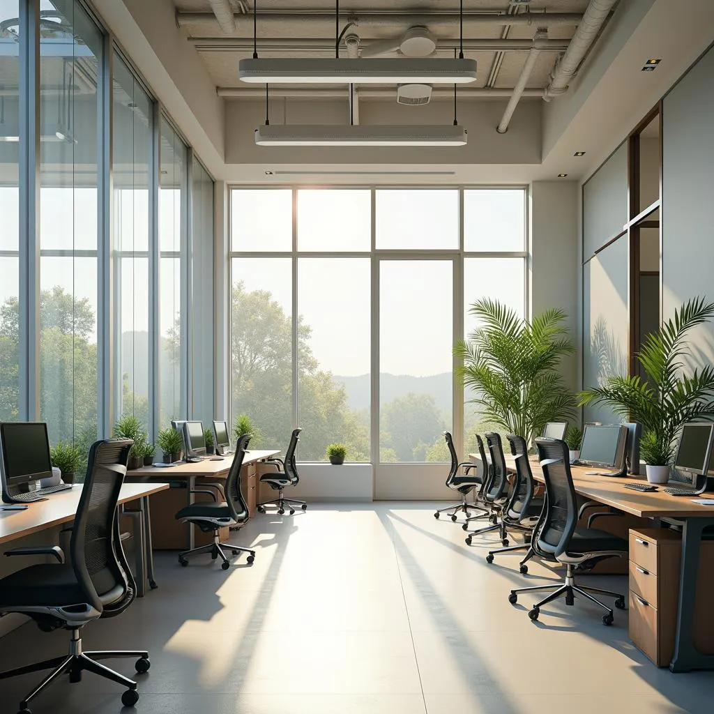 Modern office interior with natural light