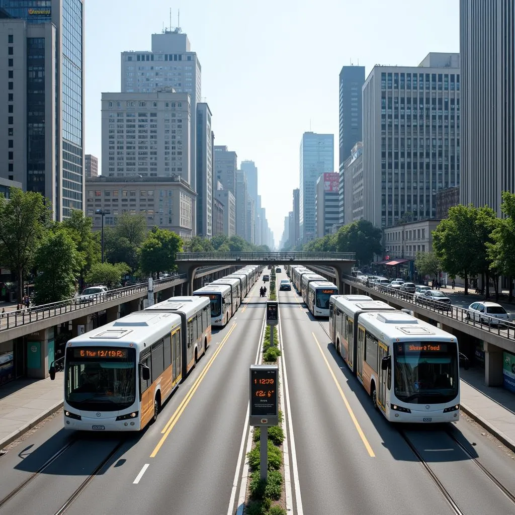 Modern public transport system in a city