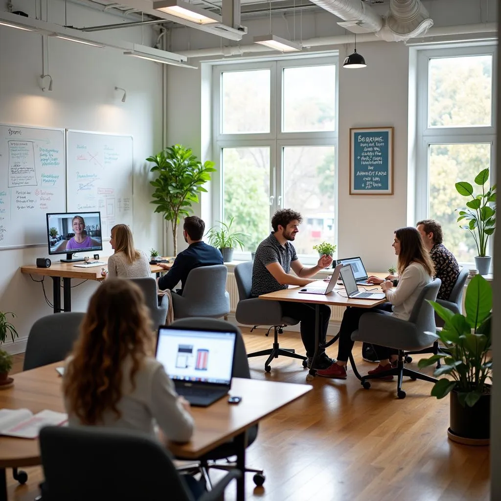 Modern workplace fostering collaboration and innovation