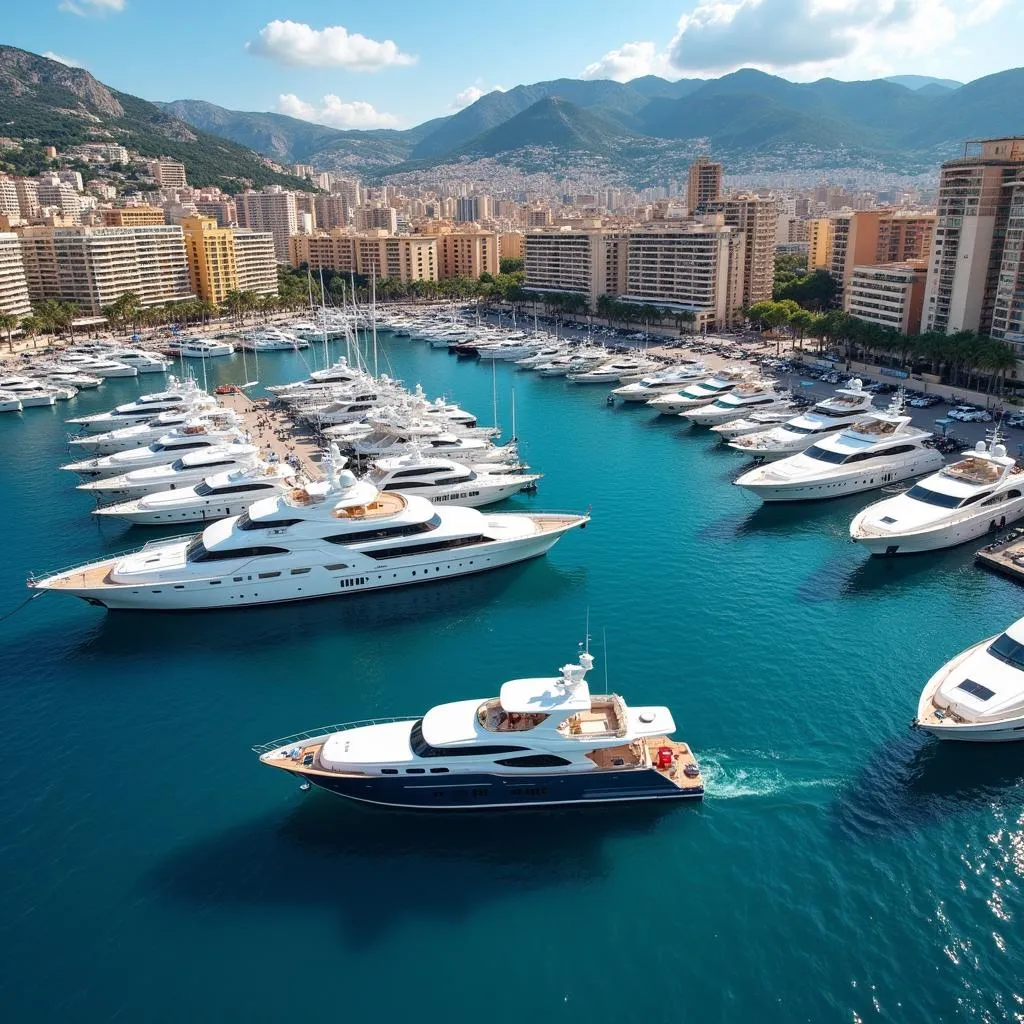 Luxury yachts in Monaco's Monte Carlo harbor