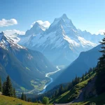 Stunning mountain landscape with snow-capped peaks