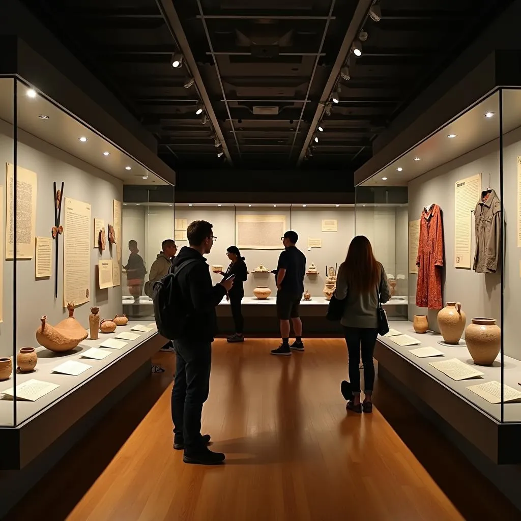 Museum exhibition showcasing cultural artifacts