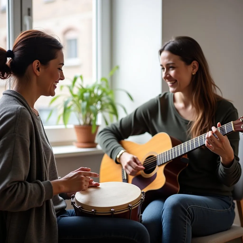 Music therapy session for mental health