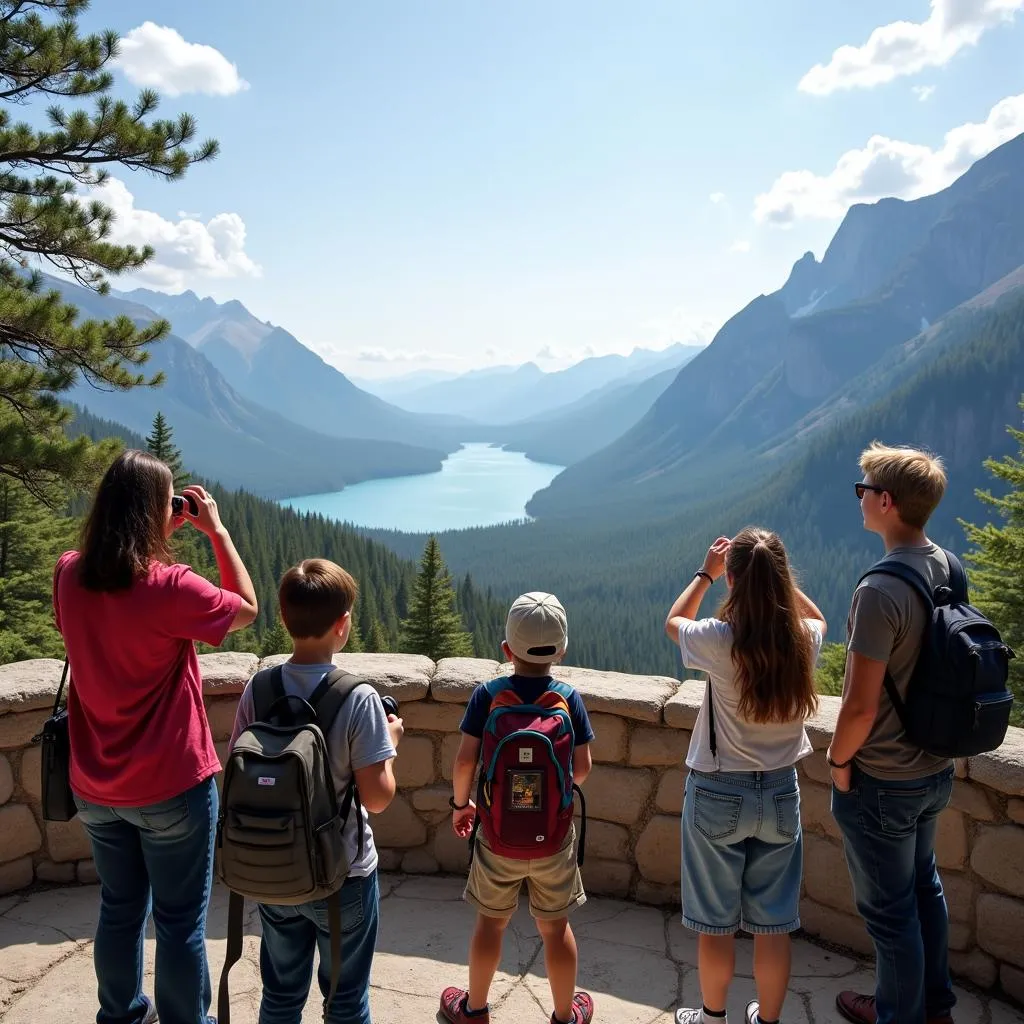 National park visitors enjoying a scenic view