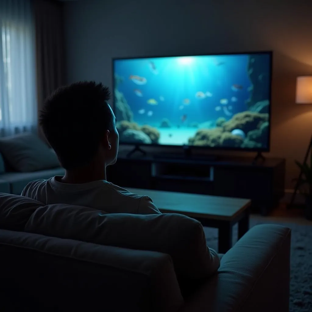 Person watching nature documentary on TV