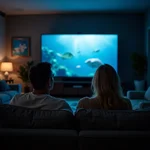 Couple watching nature documentary on TV