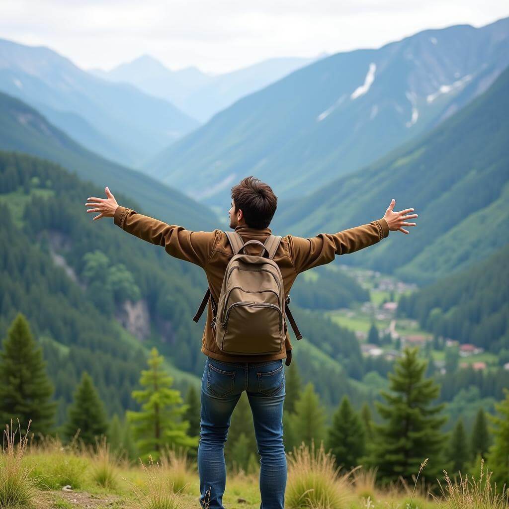 Nature enthusiast enjoying outdoor scenery