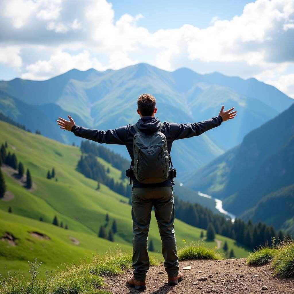 Nature enthusiast enjoying outdoor scenery