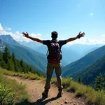 Nature lover enjoying outdoor hike