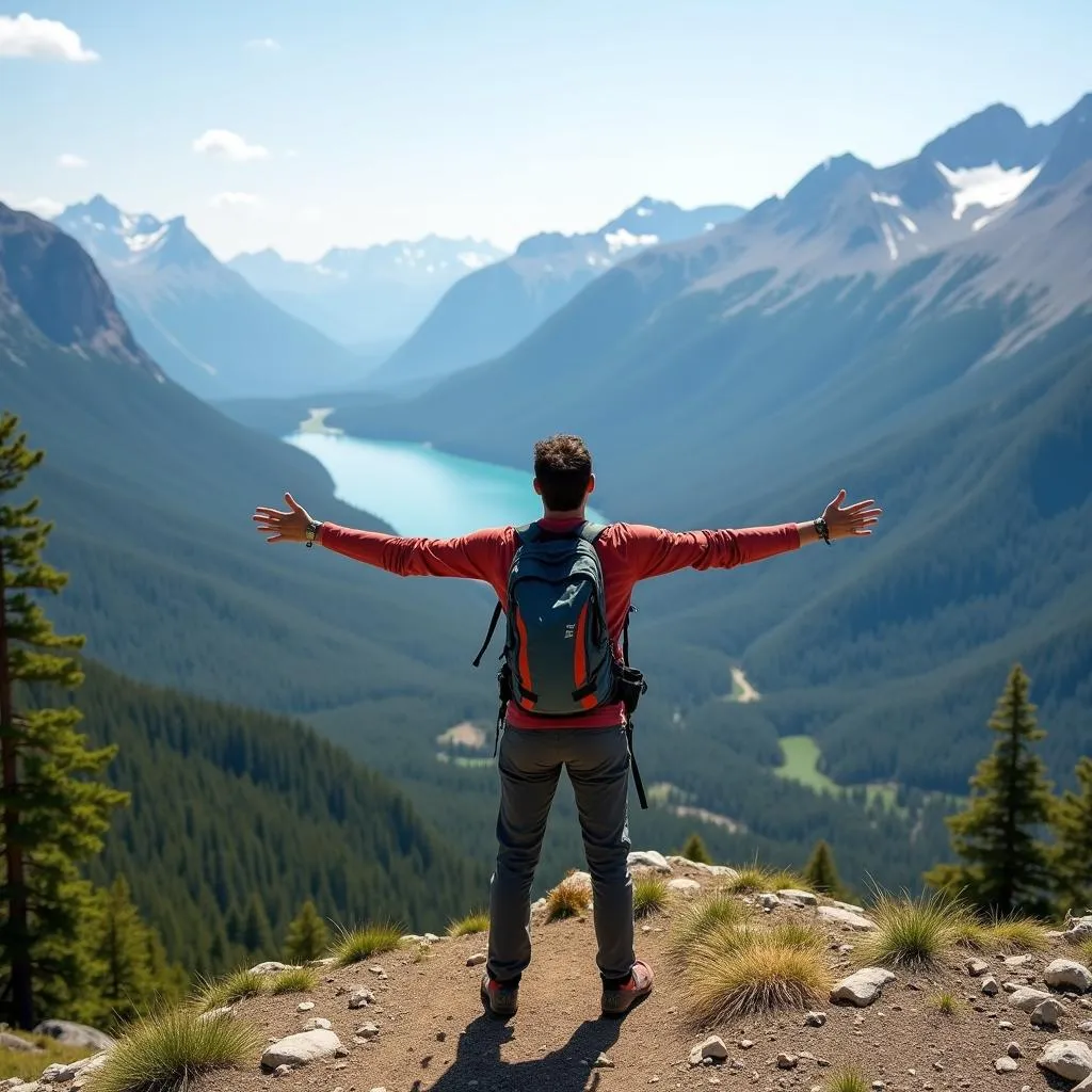 Nature enthusiast admiring scenic landscape