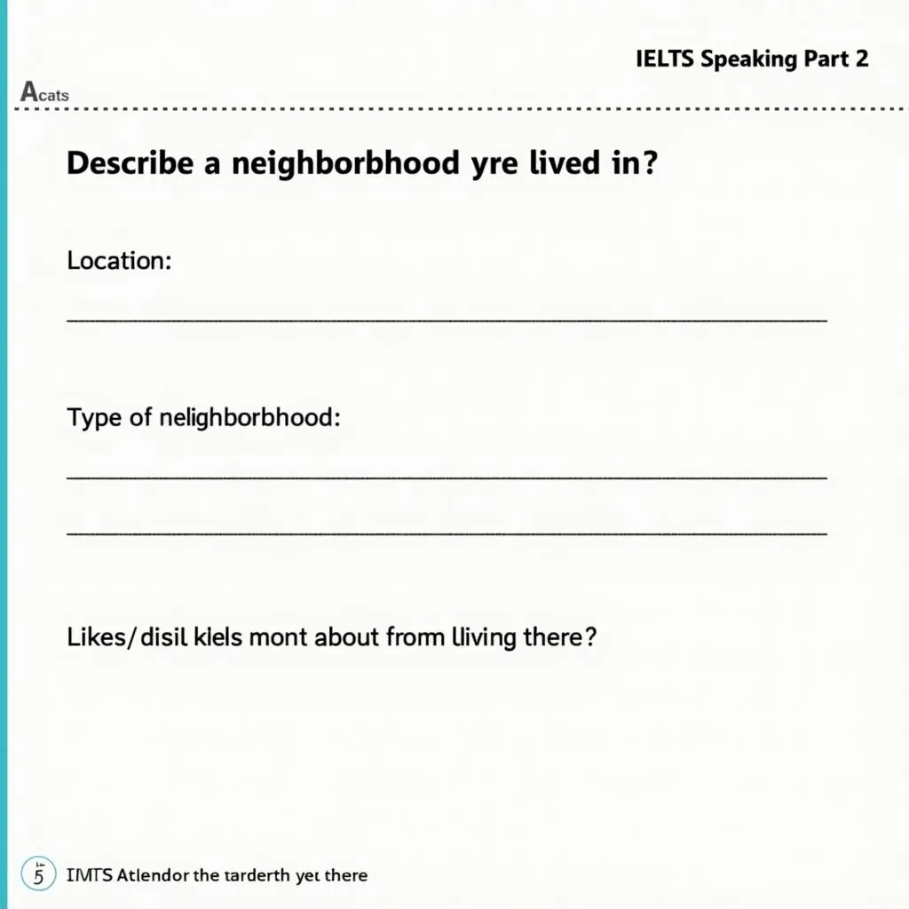 IELTS Speaking cue card about describing a neighborhood