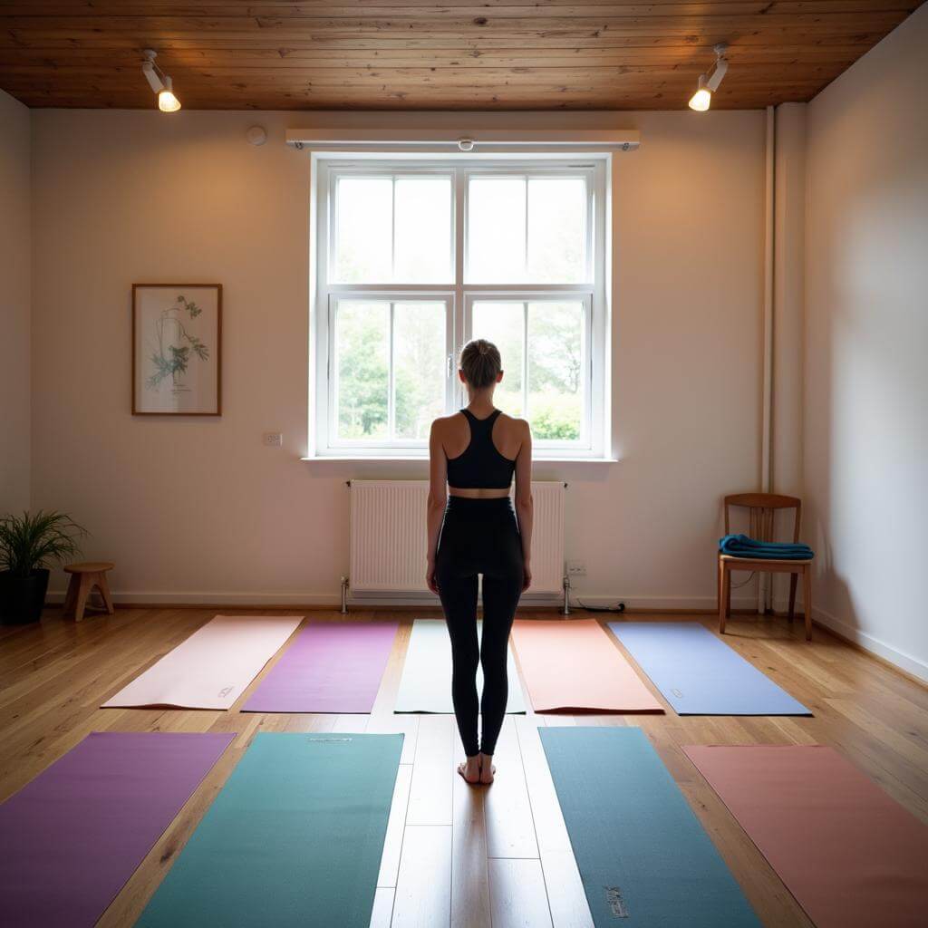 A person preparing to start a yoga class