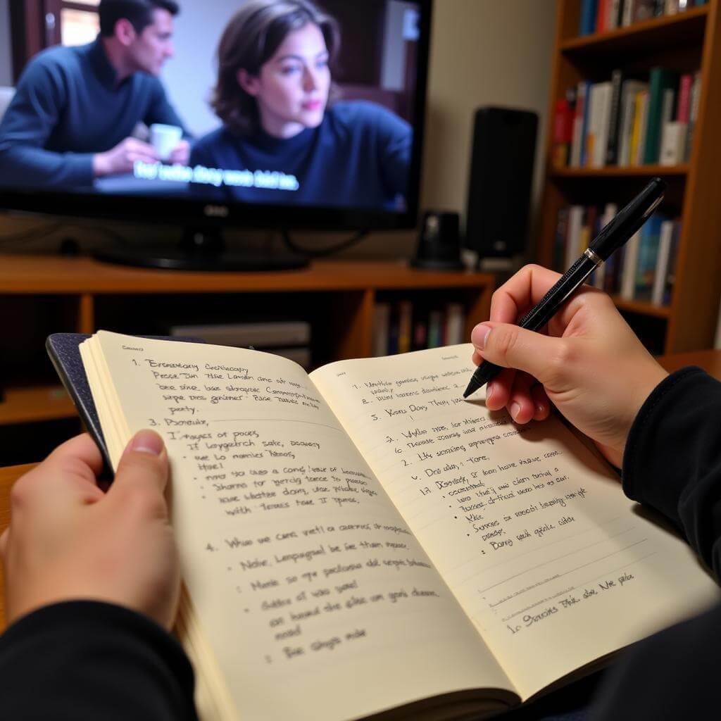 Note-taking during TV series watching for IELTS practice