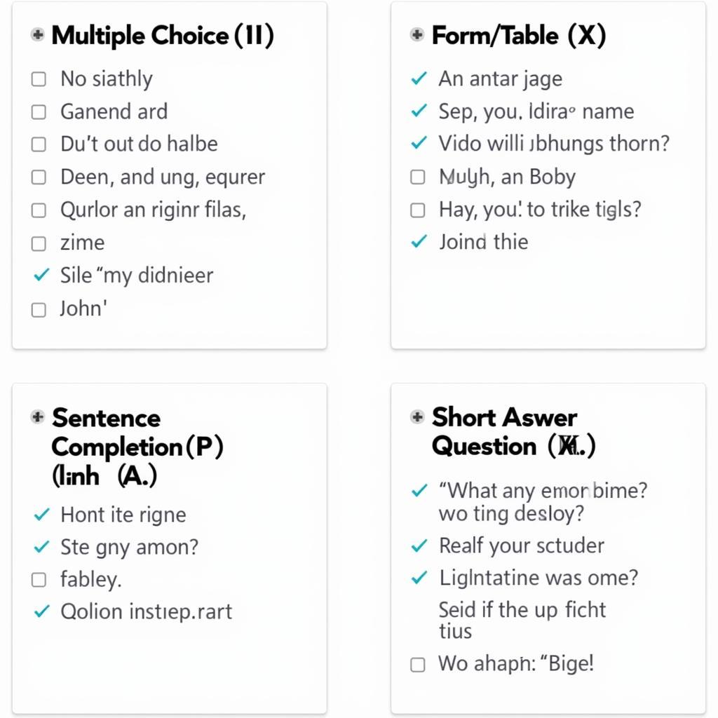 Note-taking examples for different IELTS Listening tasks