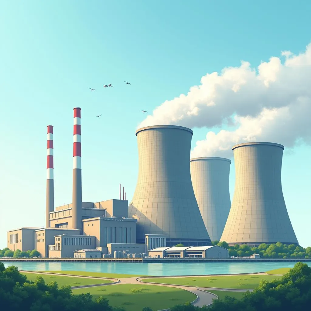 Nuclear energy power plant illustration