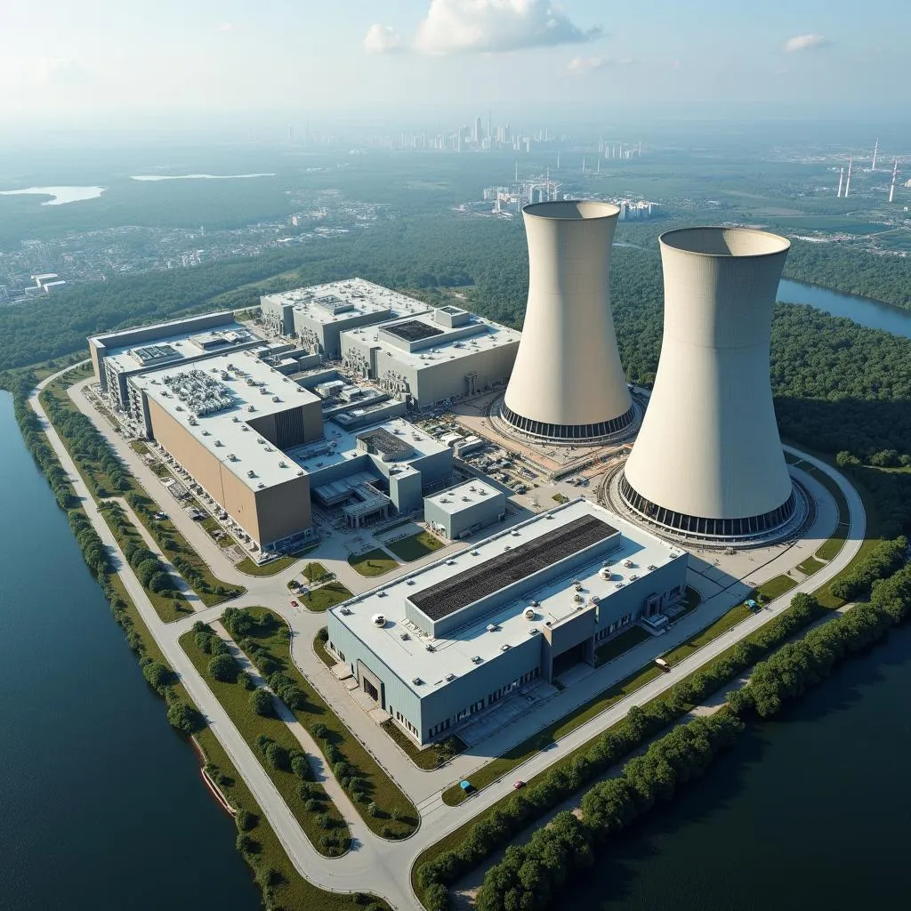 Aerial view of a nuclear power plant