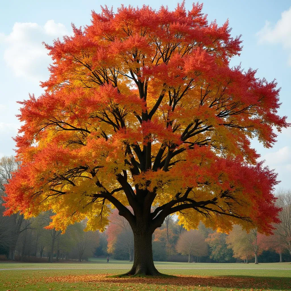 Majestic oak tree in autumn