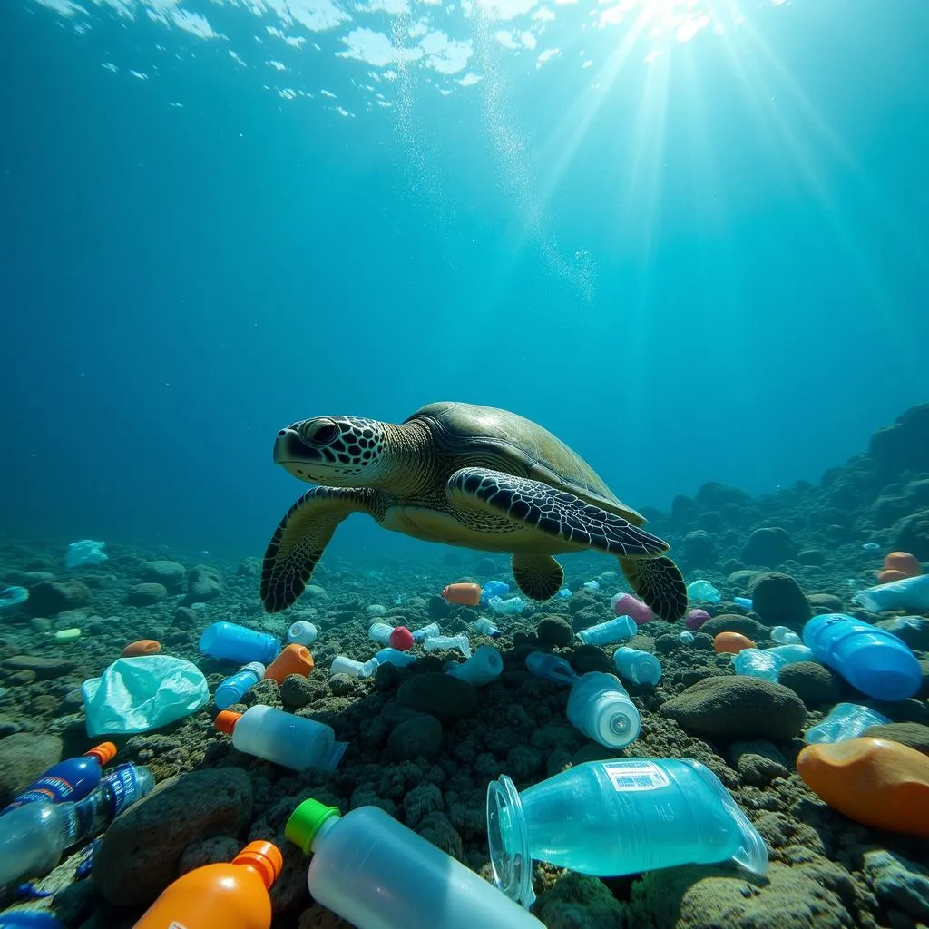 Ocean plastic pollution affecting marine life