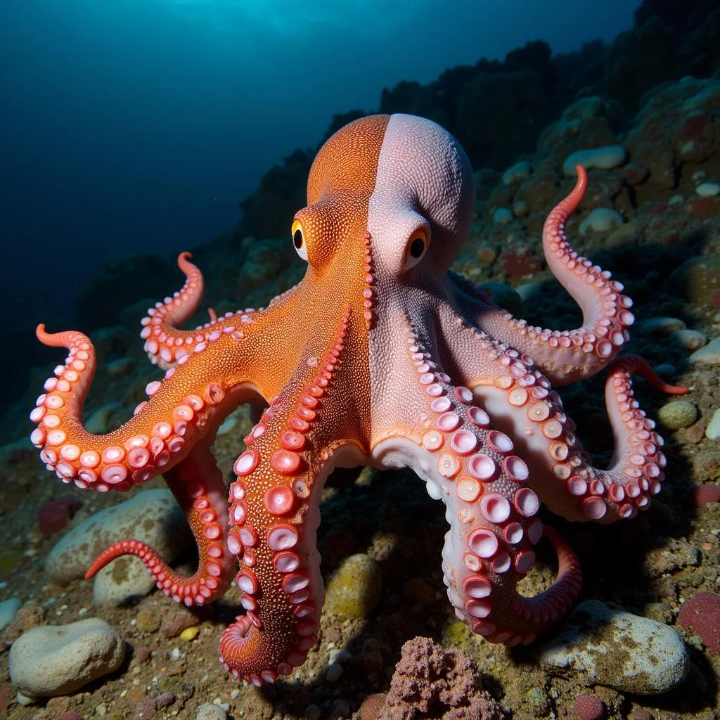 Octopus changing color for camouflage